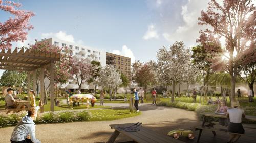 Stredom projektu prechádza veľký park